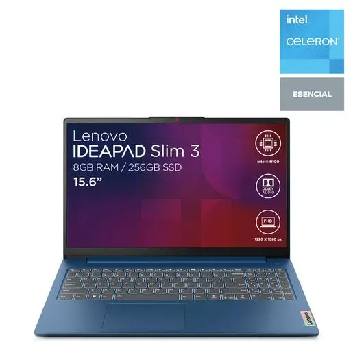 Laptop Lenovo IdeaPad Slim3 Intel N100 15.6 pulg. 256gb SSD 8gb RAM
