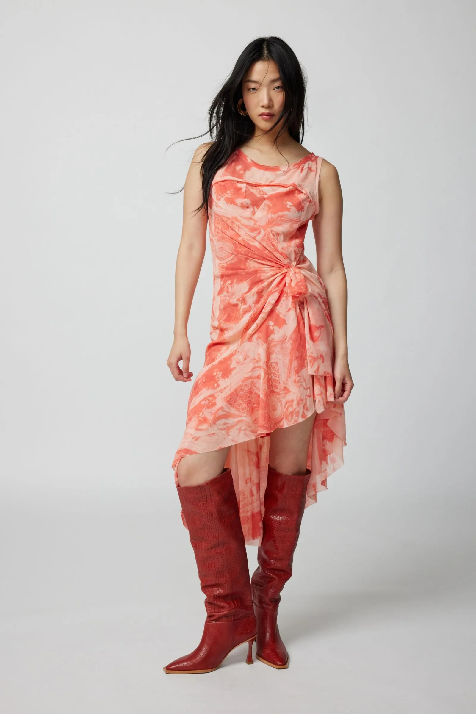 UO Andy Printed Asymmetrical Midi Dress