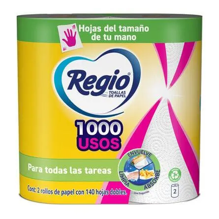 Toallas de cocina Regio 1000 usos 2 Rollos 140 hojas