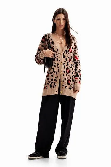 Cárdigan oversize leopardo