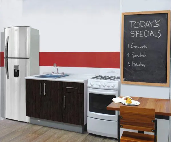 Cocina CHOLUL puertas color Wengue cubierta LP mármol 1.20 Bekan