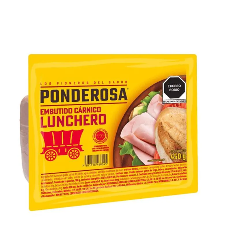 Ponderosa Jamón de Pavo Y Cerdo Lunchero 400 g