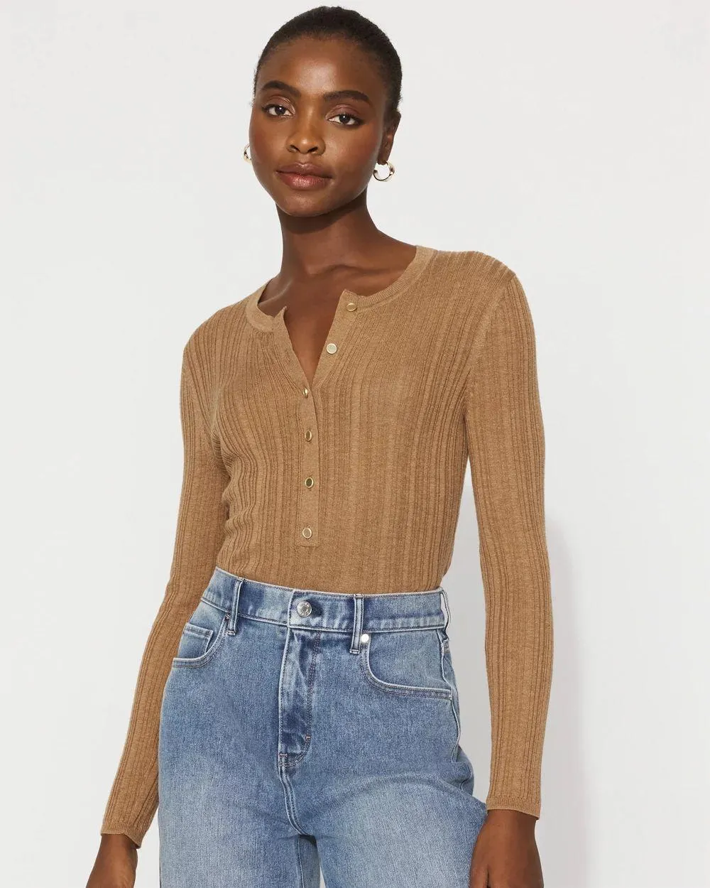 Ribbed Henley Sweater