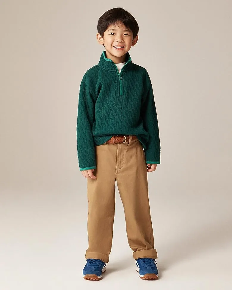 Kids' cable-knit quilted quarter-zip pullover
