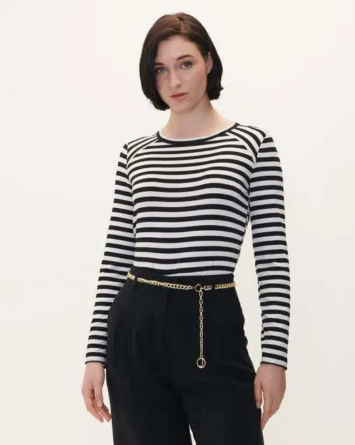 Blusa De Punto A Rayas Blanco Y Negro