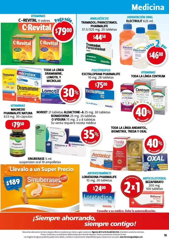 Catálogo de Boletín Farmacias Guadalajara  15 de abril al 1 de mayo 2025 - Pagina 15