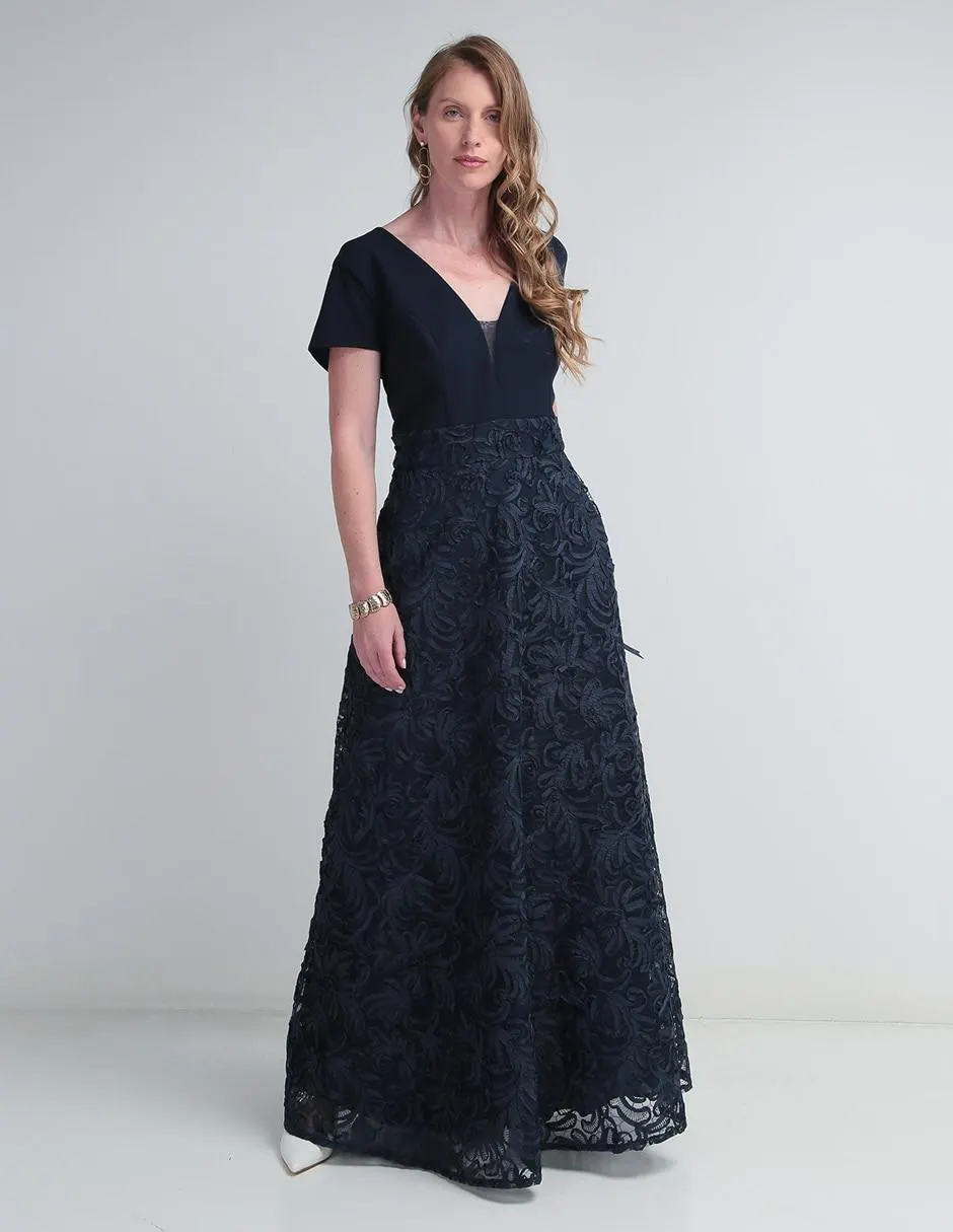 Vestido maxi de fiesta Damaia Atelier escote v