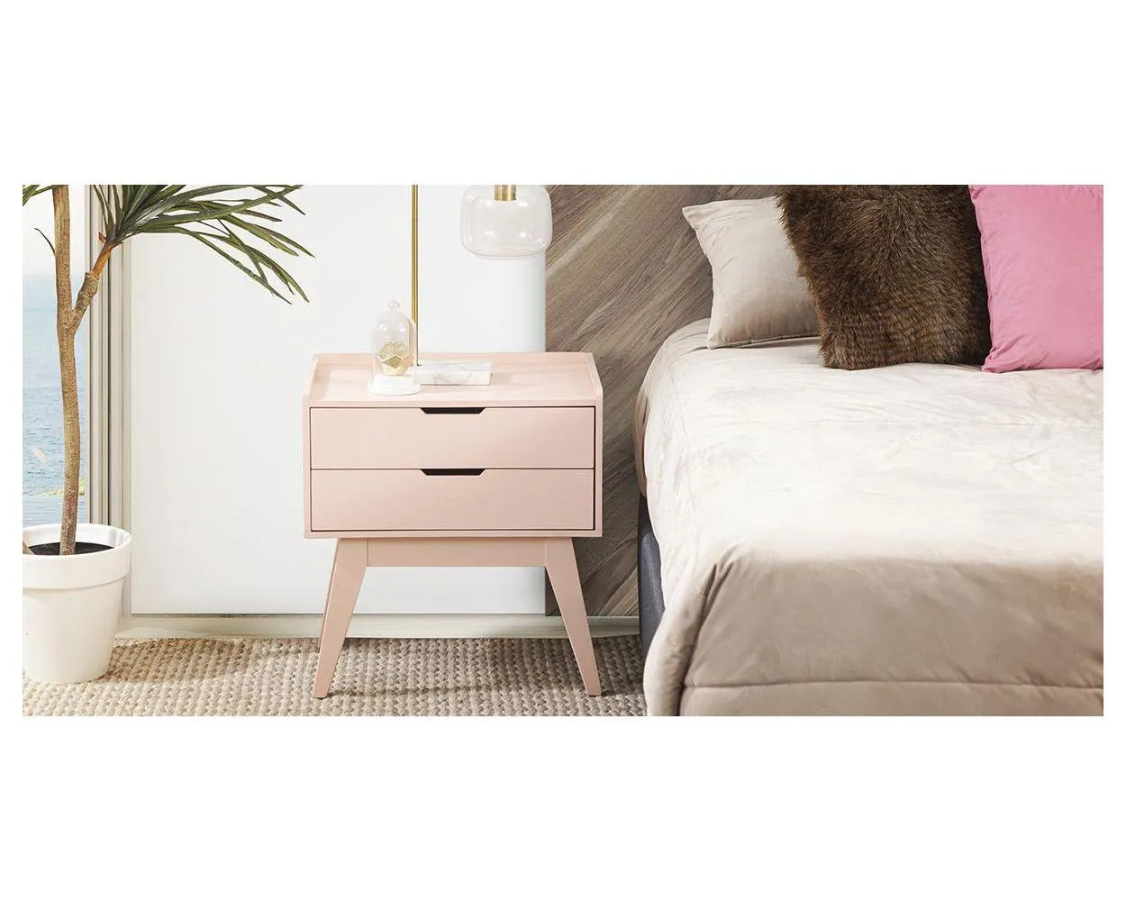 Buró con 2 Cajónes Zeus Rosa I