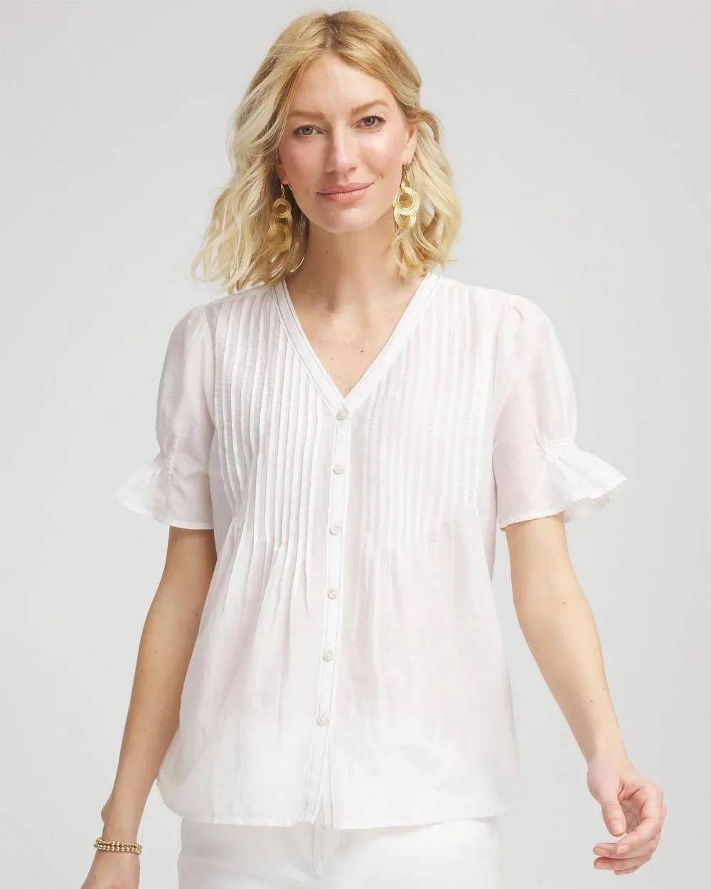 Pleated Cotton-Silk Shirt