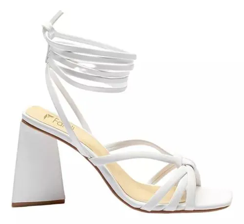 Sandalias Dama Tiras Para Mujer Tacón Judit Blanco Fareli