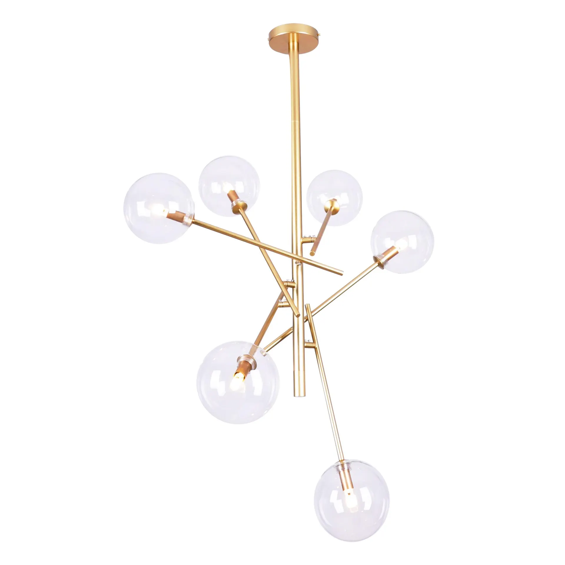 Lámpara colgante color oro y cristal transparente