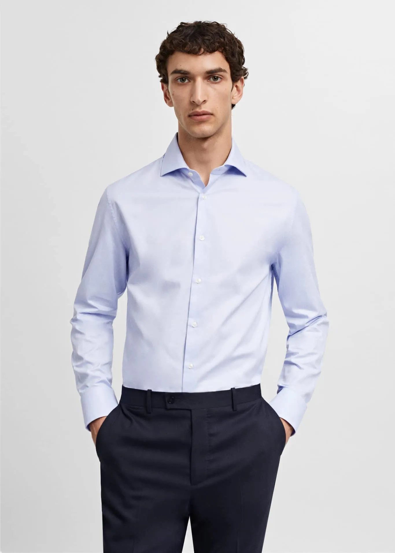 Camisa traje slim fit estructura