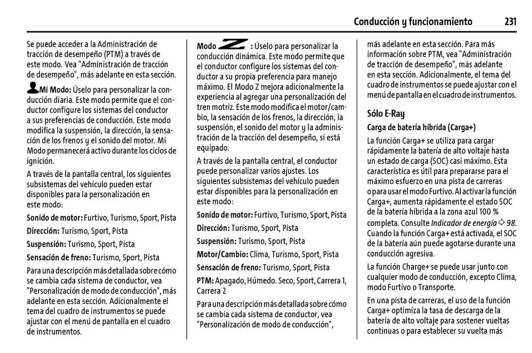 Catálogo de Chevrolet Corvette Stingray Manual del propietario 22 de enero al 31 de diciembre 2025 - Pagina 232