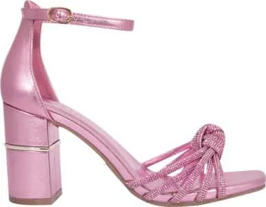 sandalia tacón ancho y pedrería