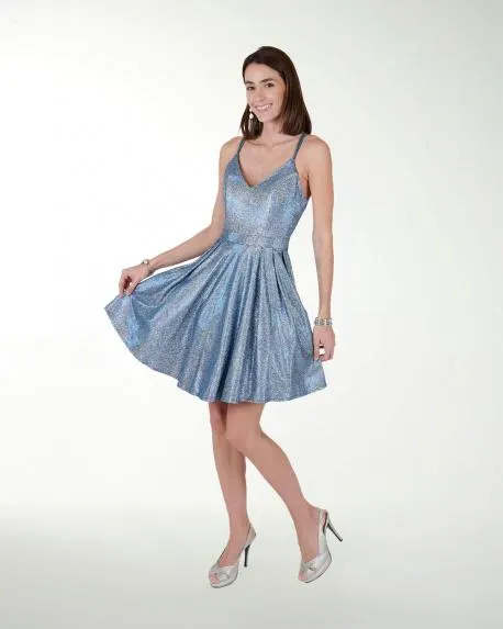 VESTIDO CC BRILLOS CON ESCOTE EN V