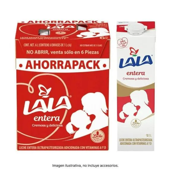 Leche Lala entera 6 pzas 1 l c/u