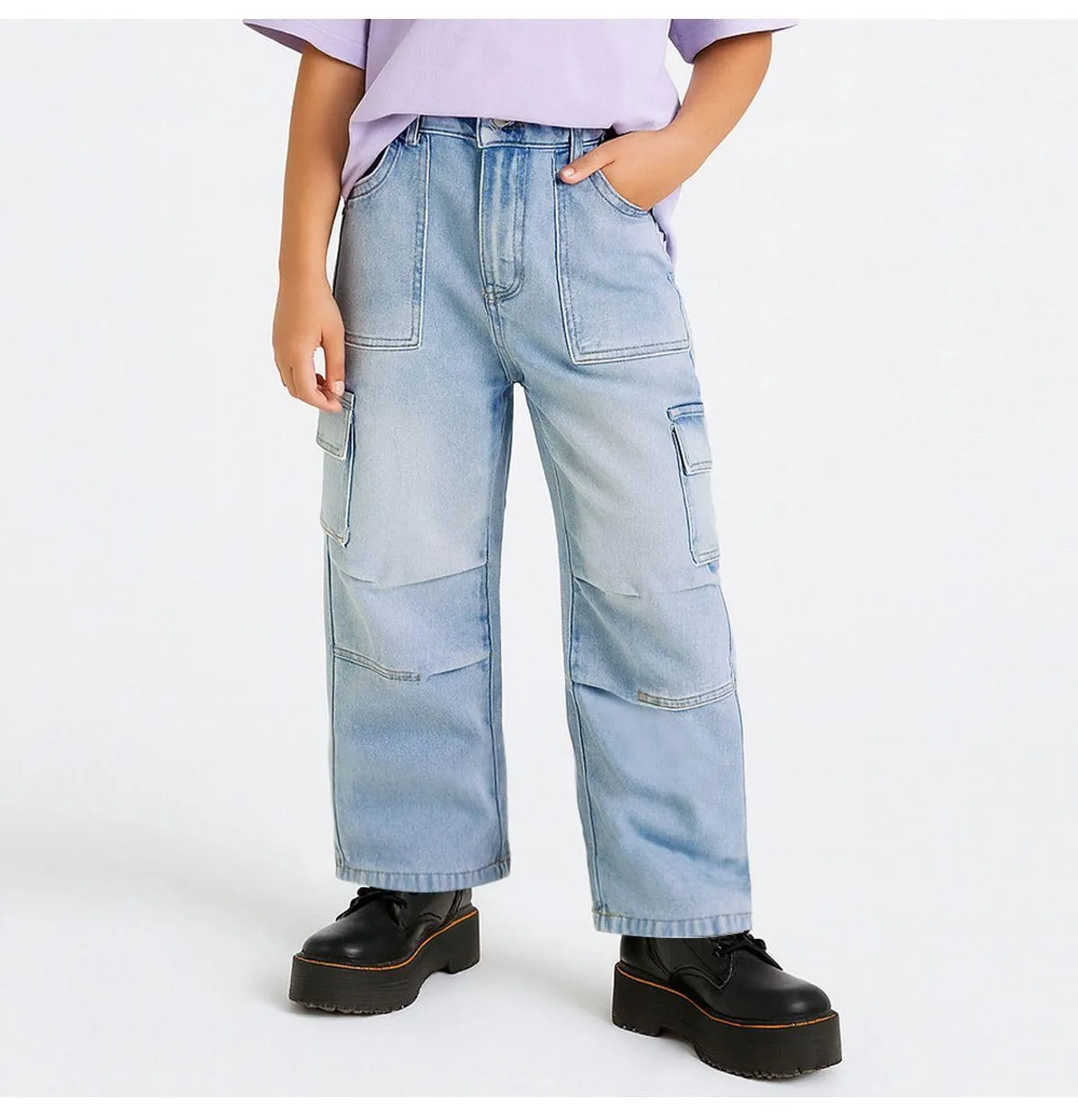Jeans New Berry Tipo Cargo Para Niña JN-6986A