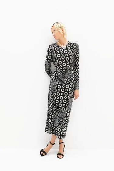 Vestido midi slim patch