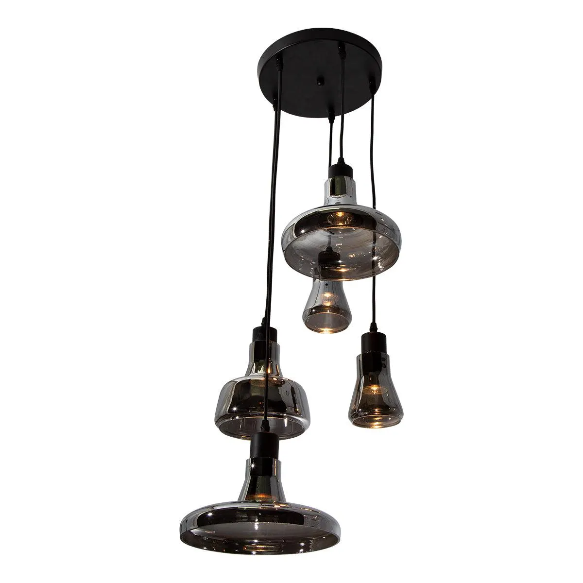 Lámpara Colgante Lumicentro Acabado Negro y Madera 11 W de 5 Luces