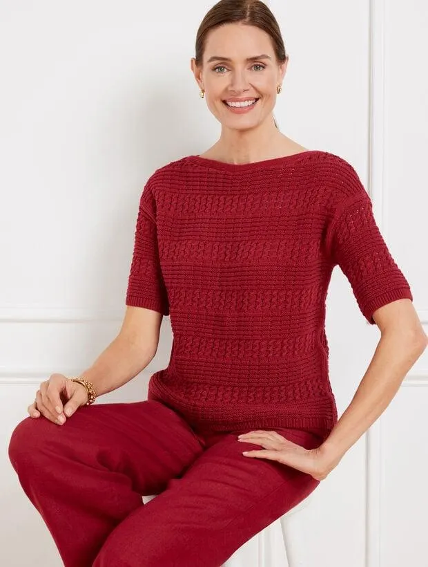 Textured Bateau Neck Pullover