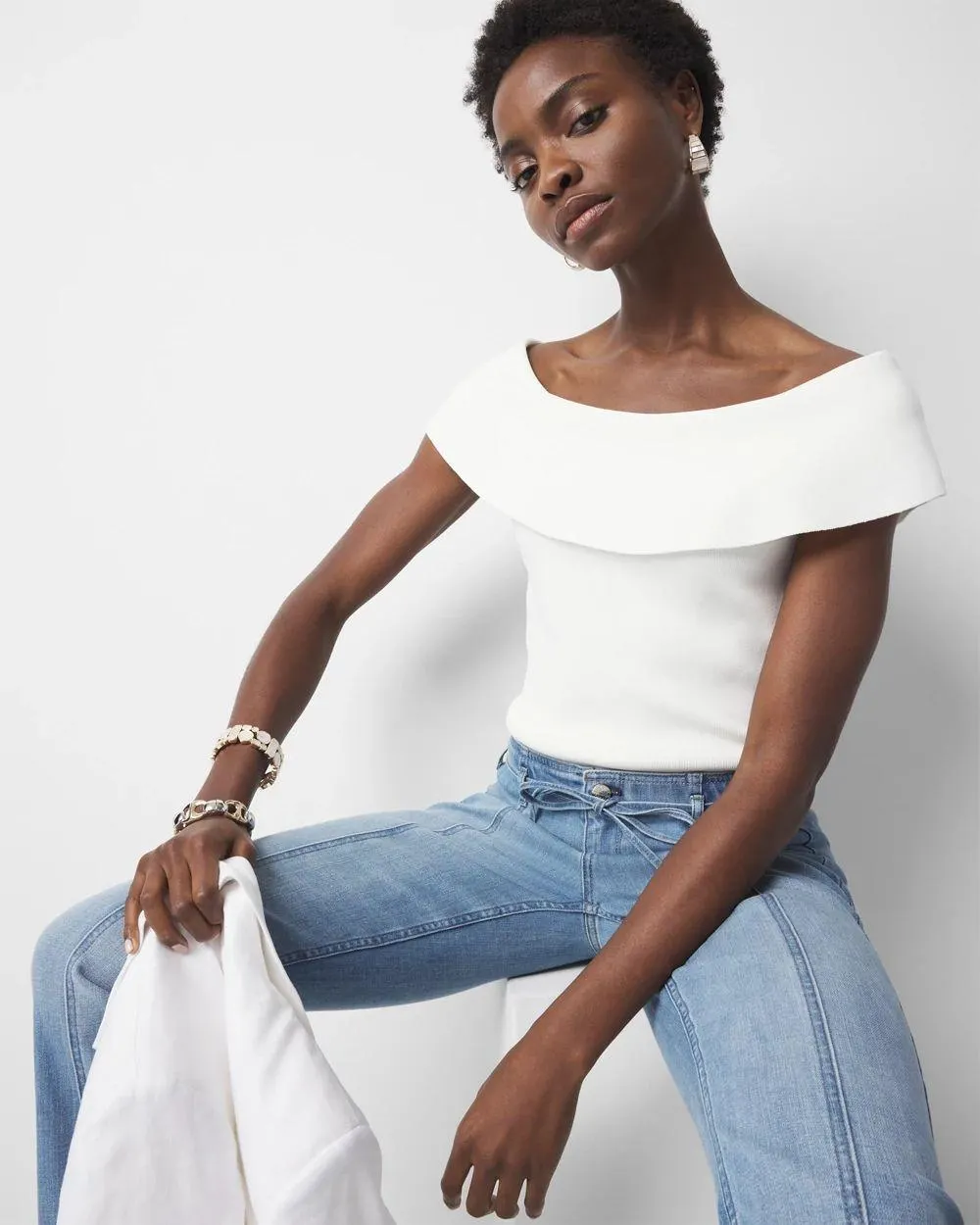 WHBM FORME ™ Sculpt Stretch Off-the-Shoulder Sweater