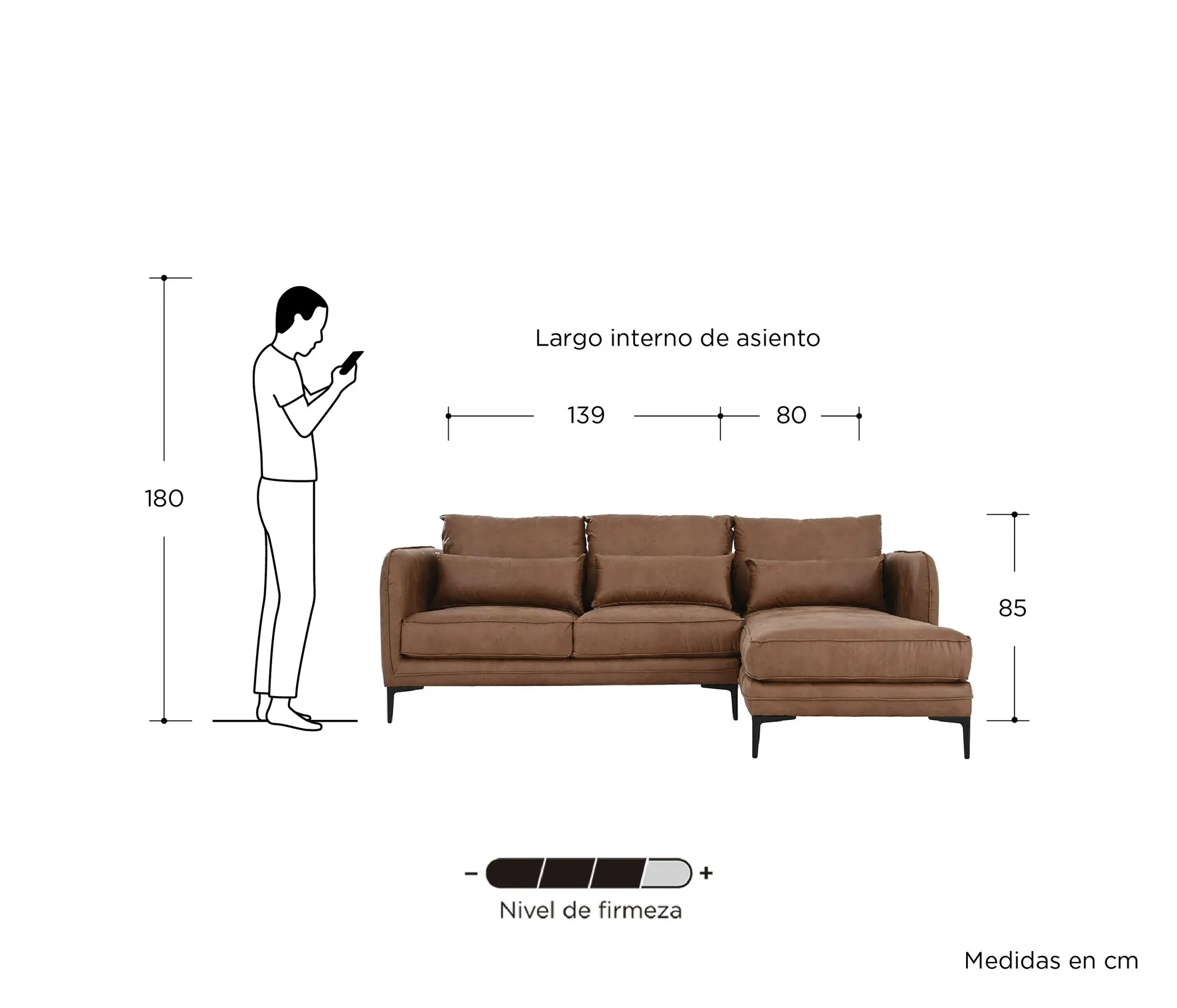 Esquinera Derecha 3 cuerpos Marina - Café