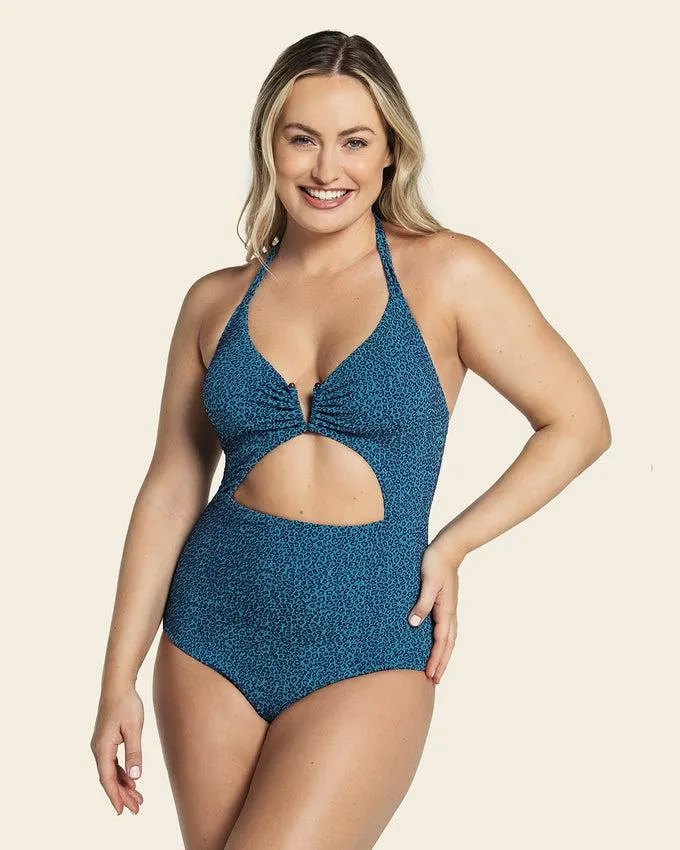 Traje de baño entero con tela con textura y copas removibles