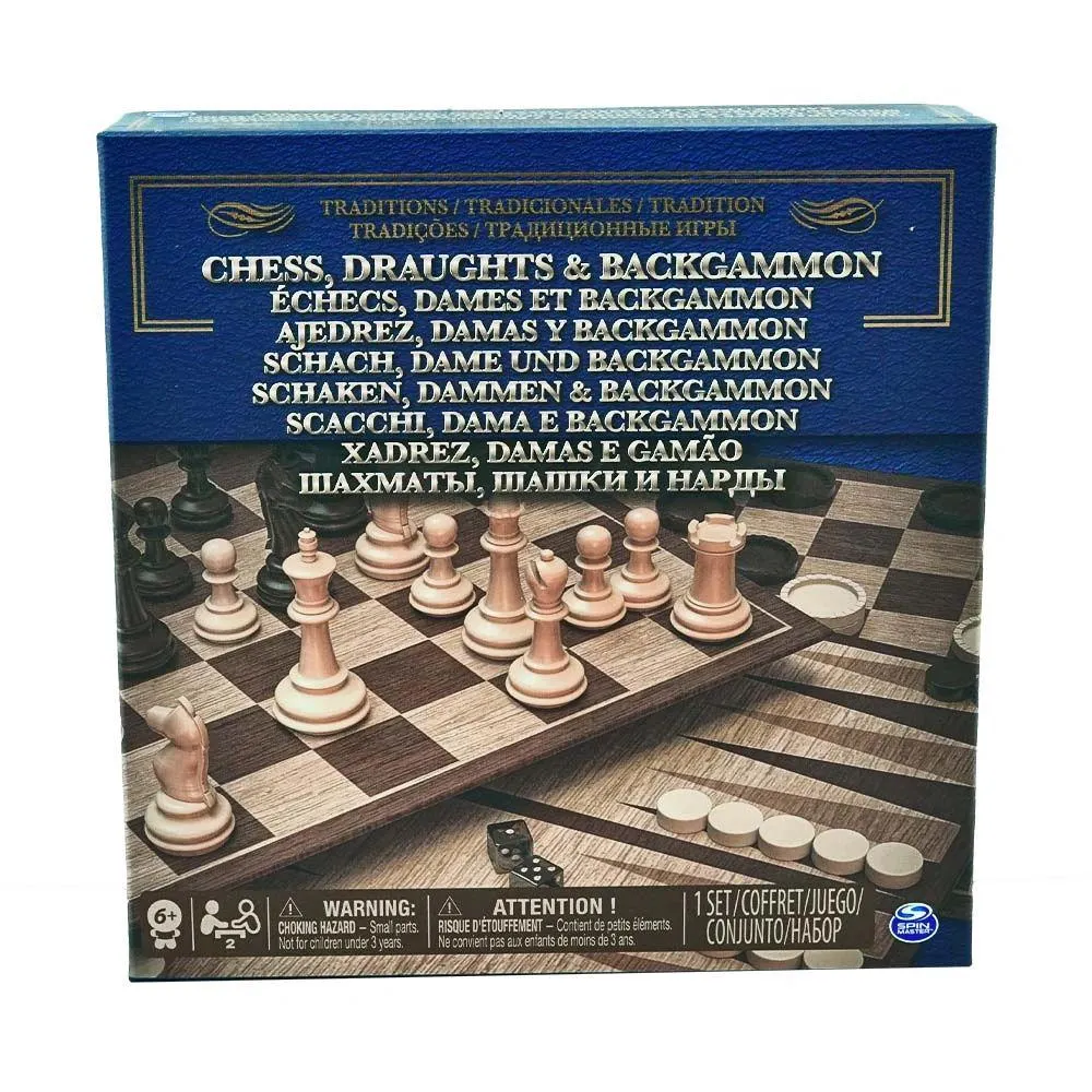 Juego de Mesa Ajedrez, Damas Chinas & Blackgammon Spin Master 6038107