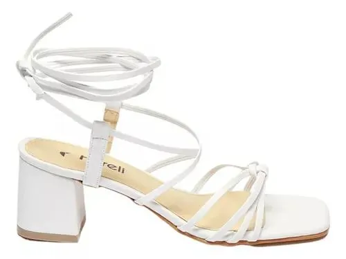 Sandalias Dama Tacón Mujer Con Tiras Emma Blanco Fareli