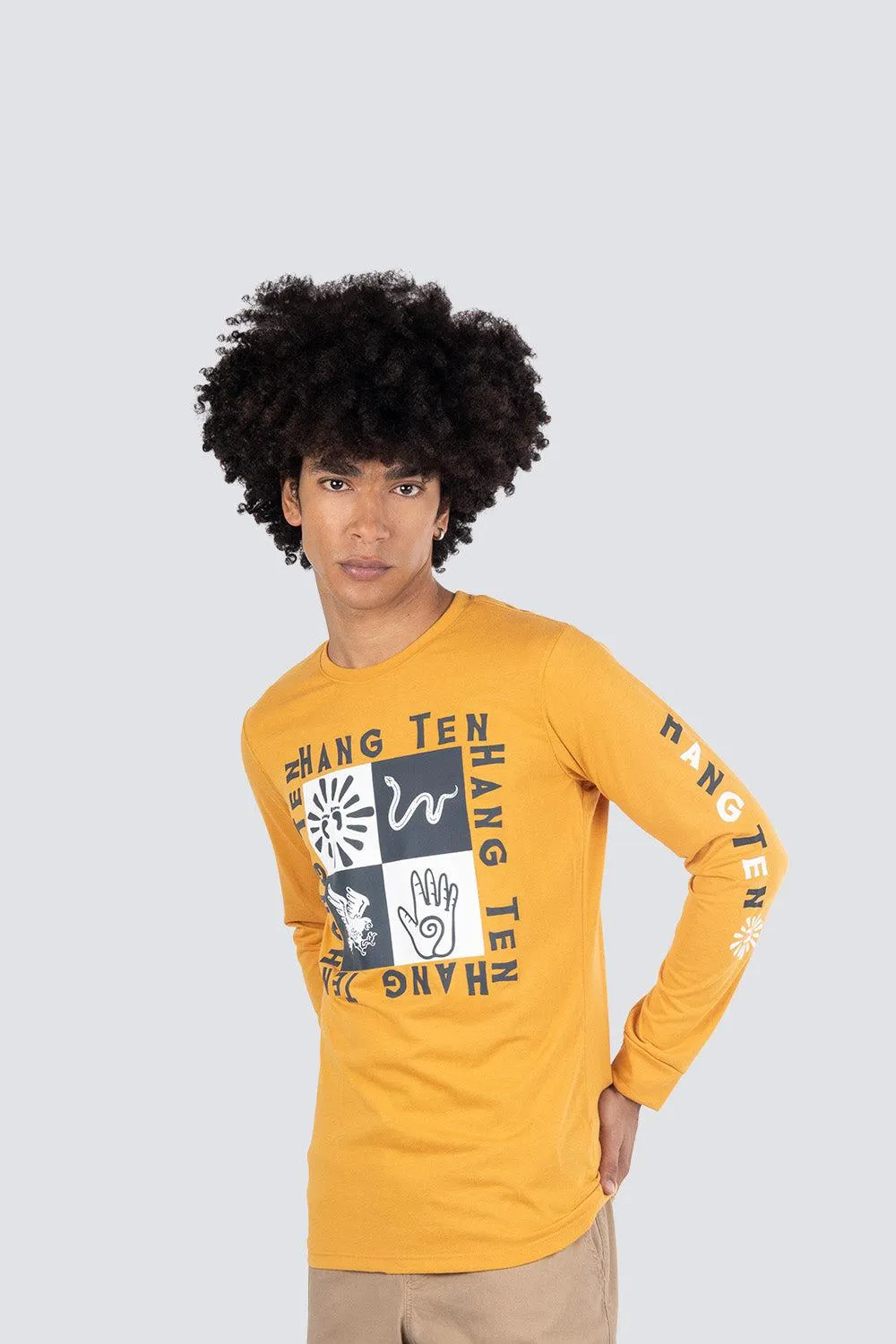 Playera manga larga estampada