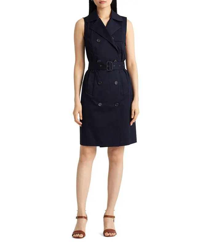 Vestido midi liso con botones Mujer