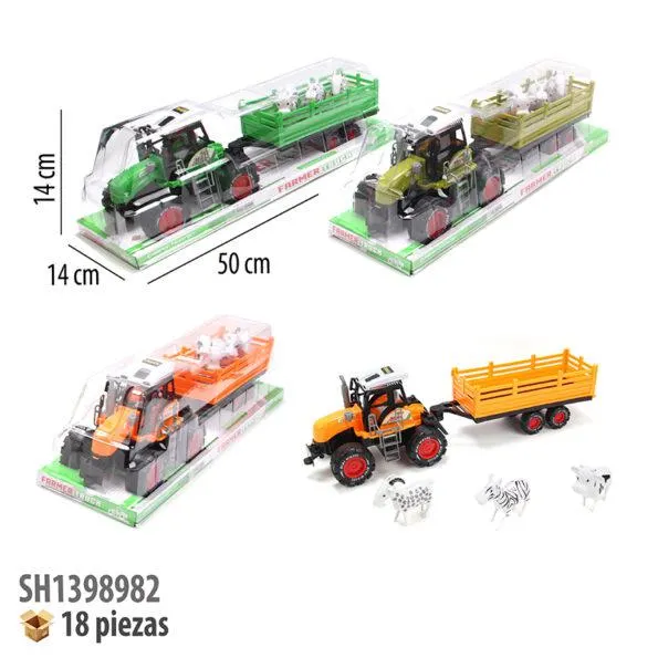 TRACTOR DE GRANJA CON ANIMALES FRICCION