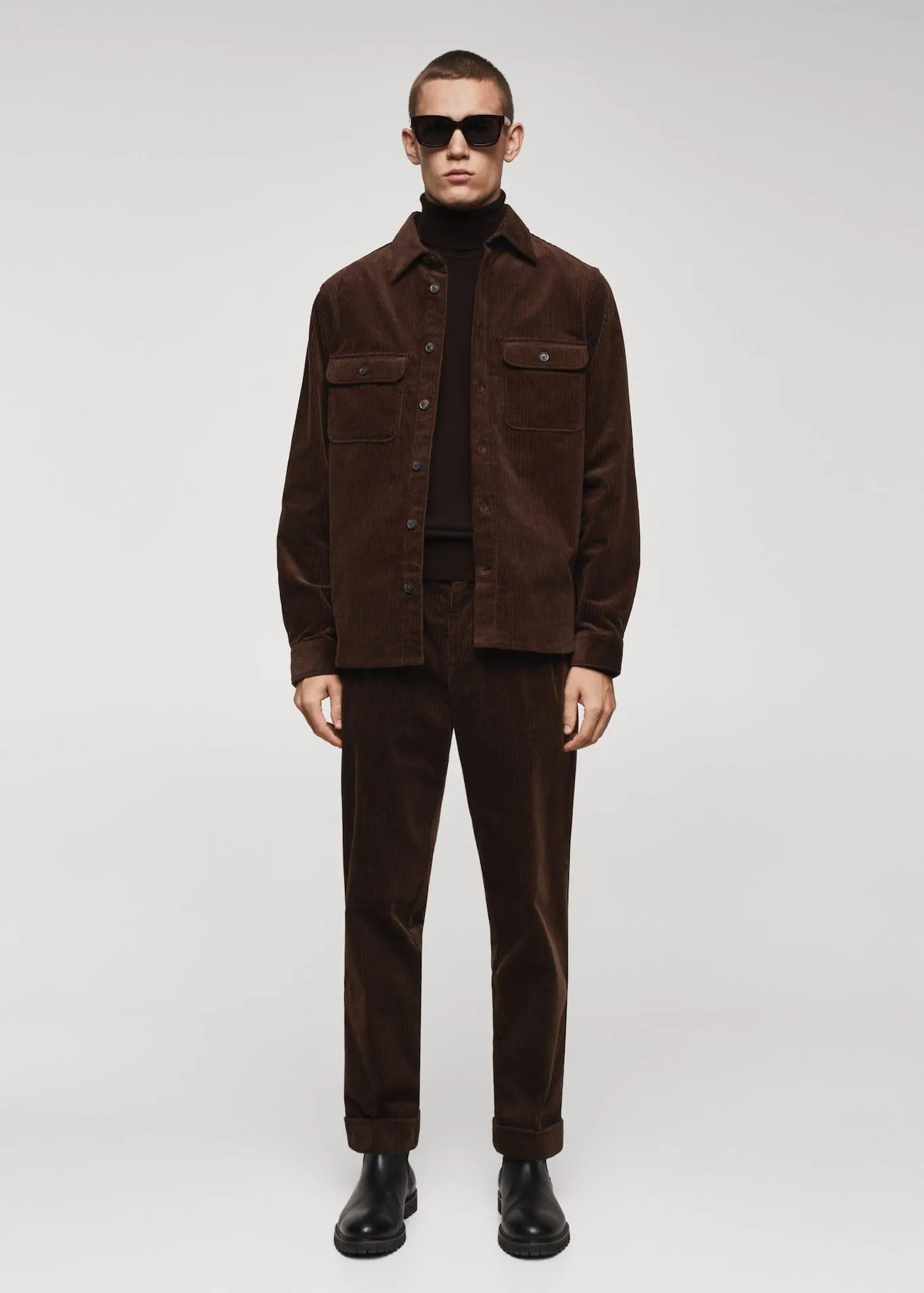 Pamut-kordbársony regular fit nadrág