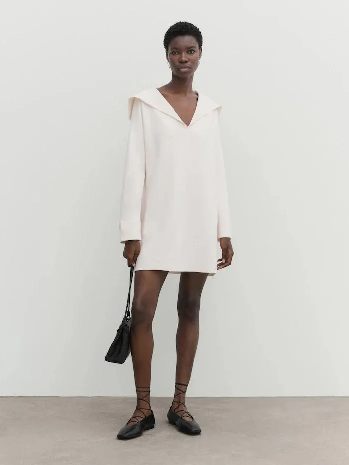 Vestido corto punto cuello marinero