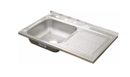 Fregadero de sobreponer una canasta un escurridor derecho acero inoxidable 75×48 CACM-402 Bermes