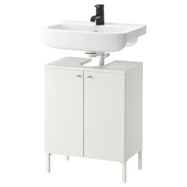 Mueble de lavabo con 2 puertas, blanco/Llave SALJEN,