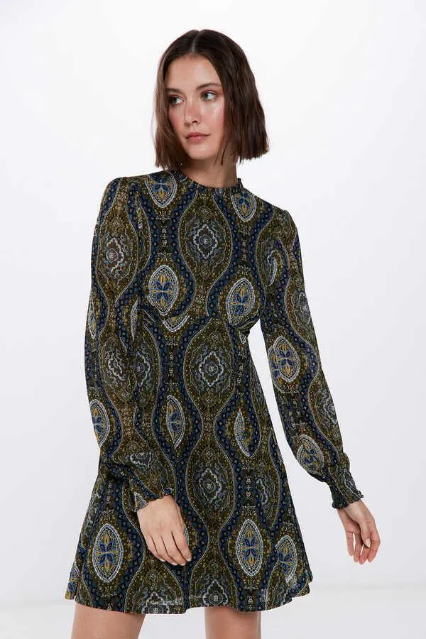 Vestido corto estampado boho