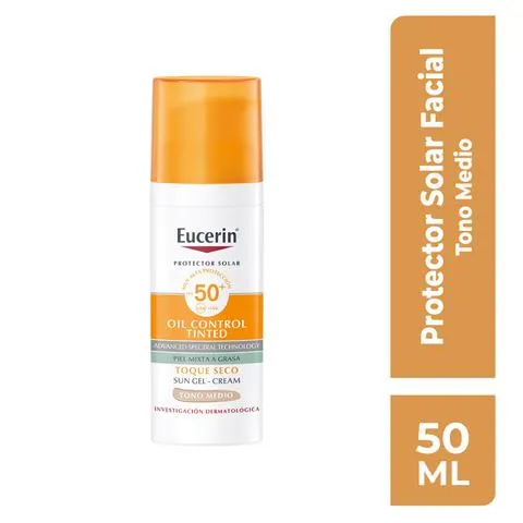 Eucerin sun Anti-Brillo Protector Solar Facial FPS 50+ Con Color Tono Medio