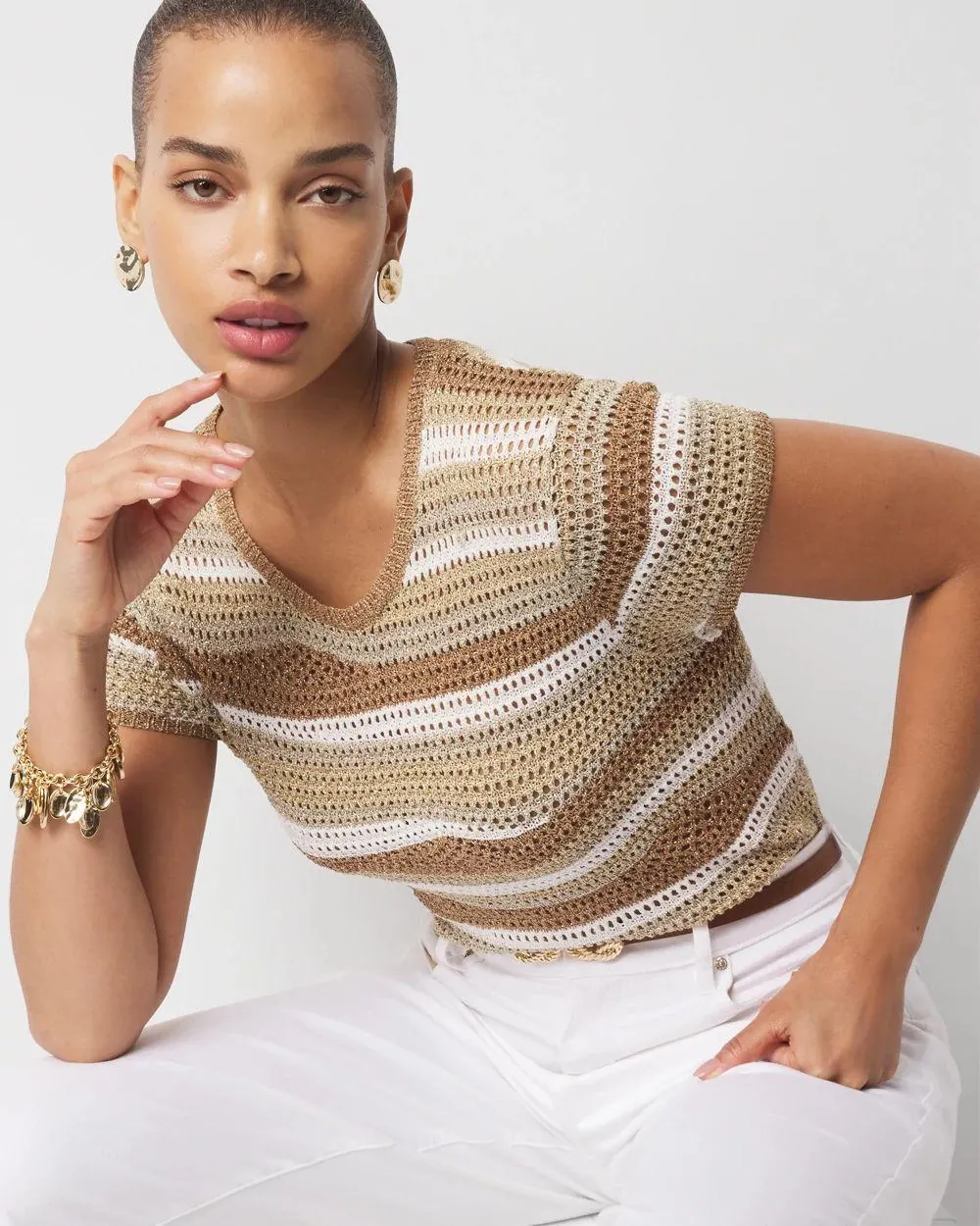 Metallic Stripe Sweater Tee