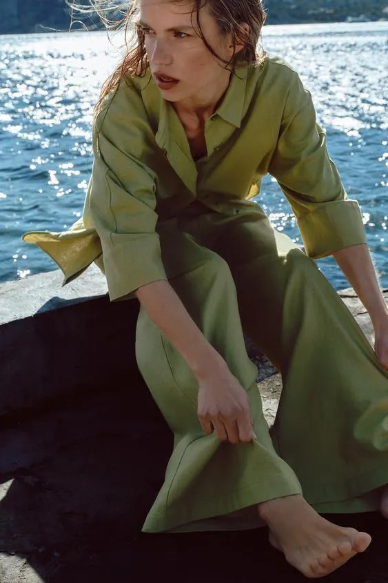 PANTALÓN ANCHO CON LINO