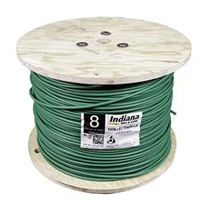 Cable de cobre 8 AWG verde, tipo THW-LS/THHW-LS 600V 75°C/90°C Deslizable, Antiflama, 1m, INDIANA SLLU19