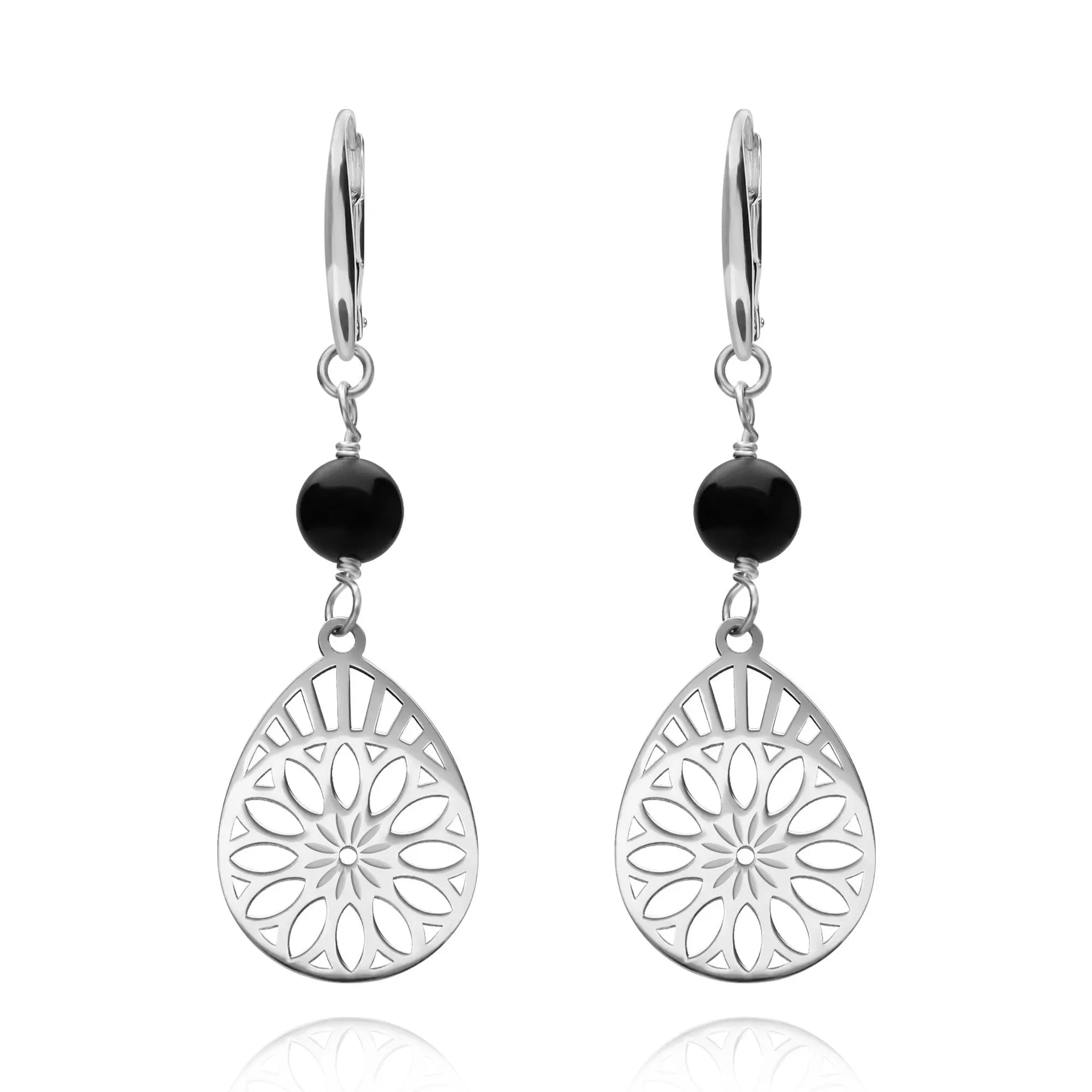 PLATA .925 AGATA NEGRA 1.5 X 2.2 CM