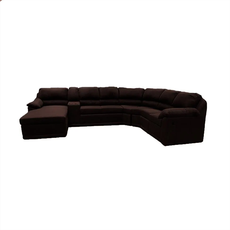 Sala seccional Yukon suede en piel cocoa