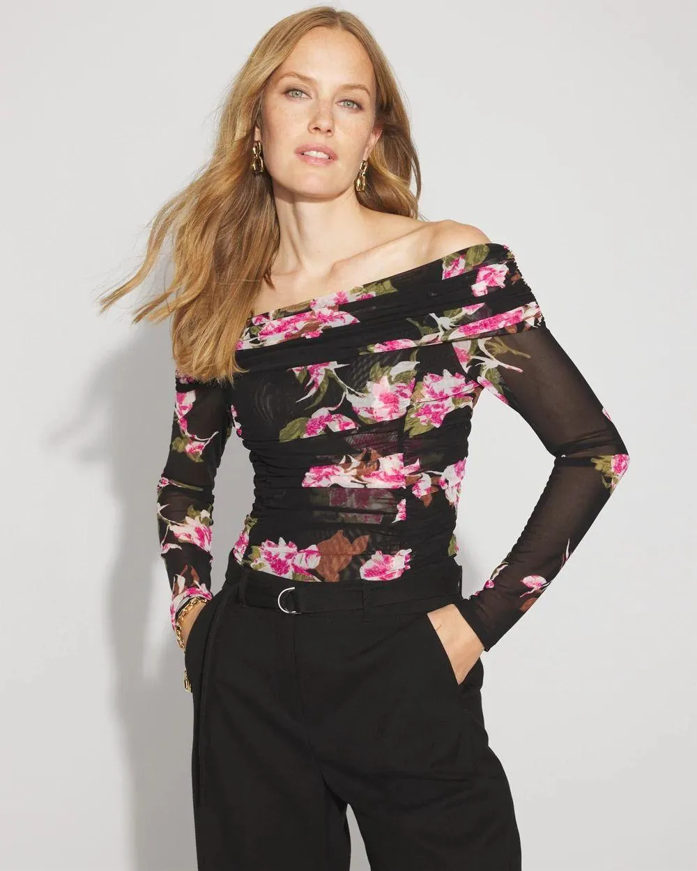 Off-The-Shoulder Mesh Top