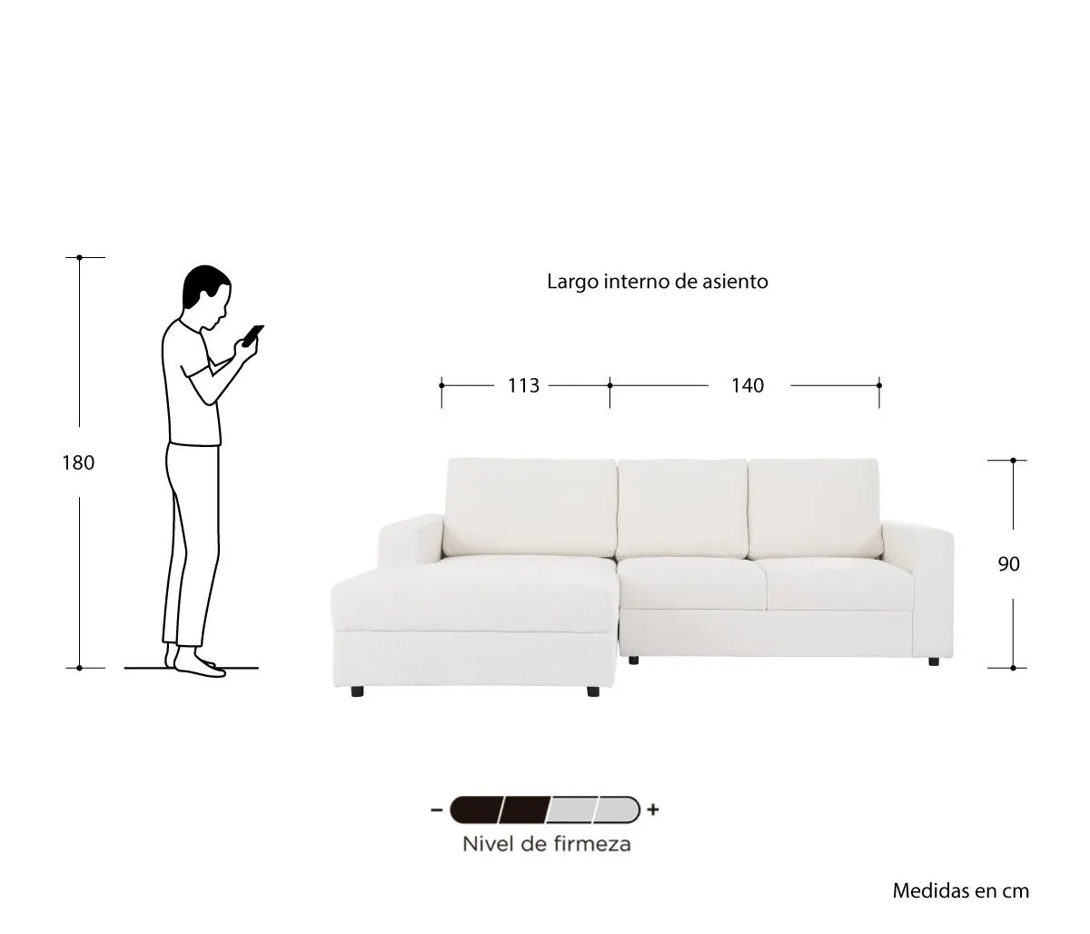 Sala esquinera Izquierda 4 cuerpos Ocampos - Blanco