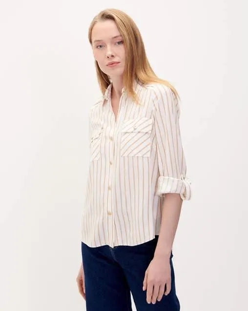 Blusa Camisera Rayas Estilo Safari
