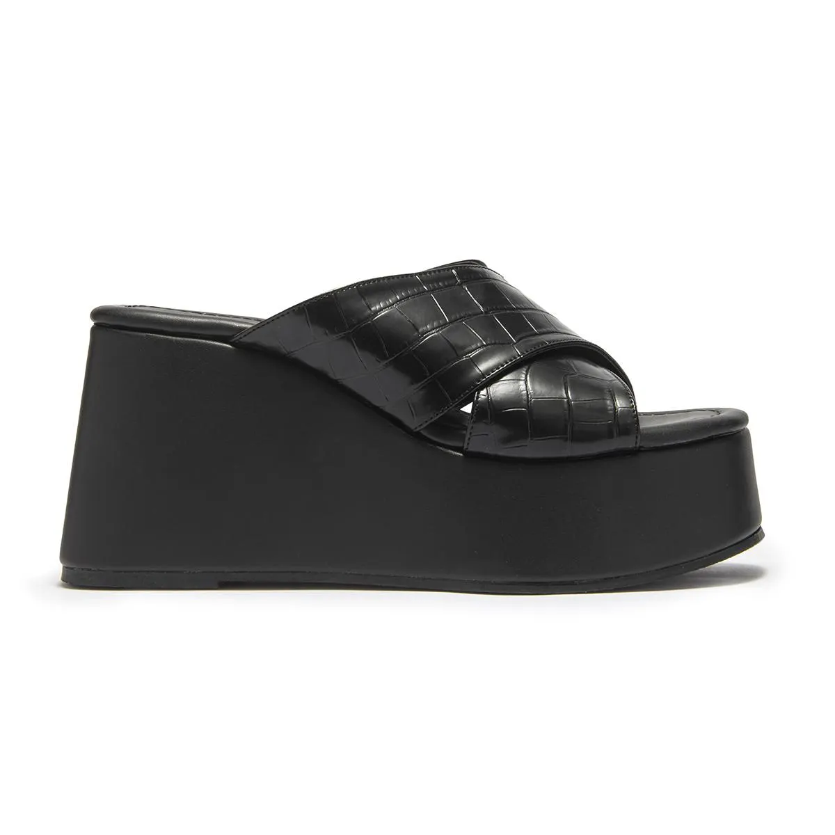 SANDALIA CUÑA CRUZADA CAPA DE OZONO PARA MUJER ESTILO 642301 NEGRO