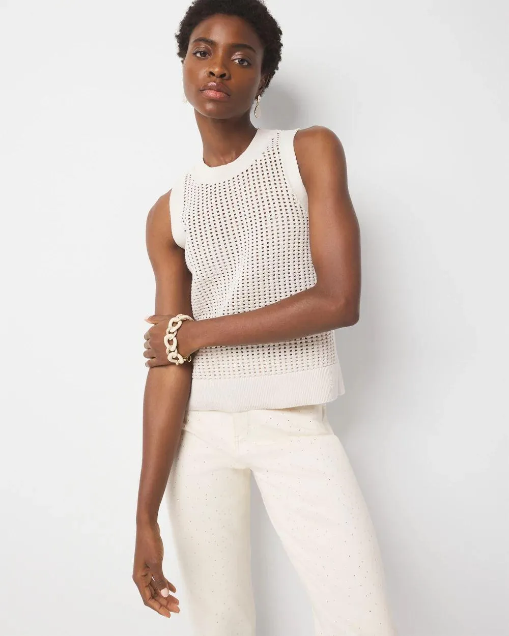 Sequin Shimmer Sweater Tank Top