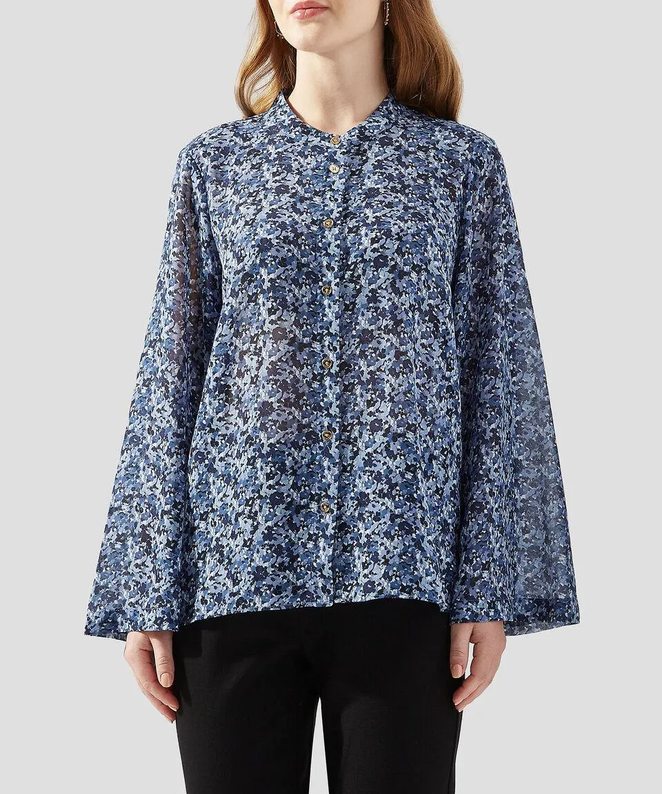 Blusa estampada manga larga Mujer