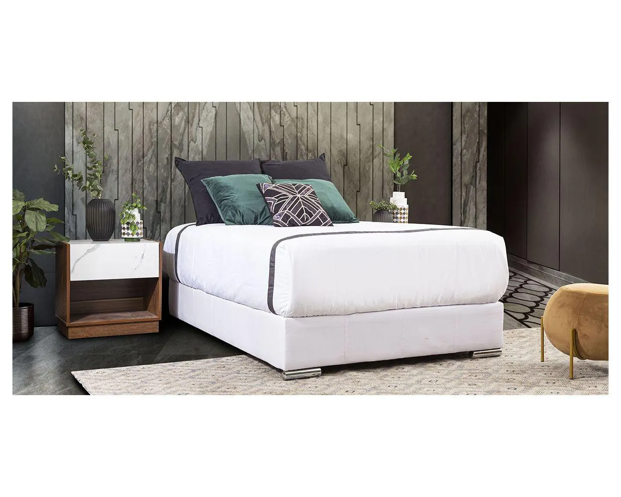 Base De Cama Matrimonial Vielka Blanco